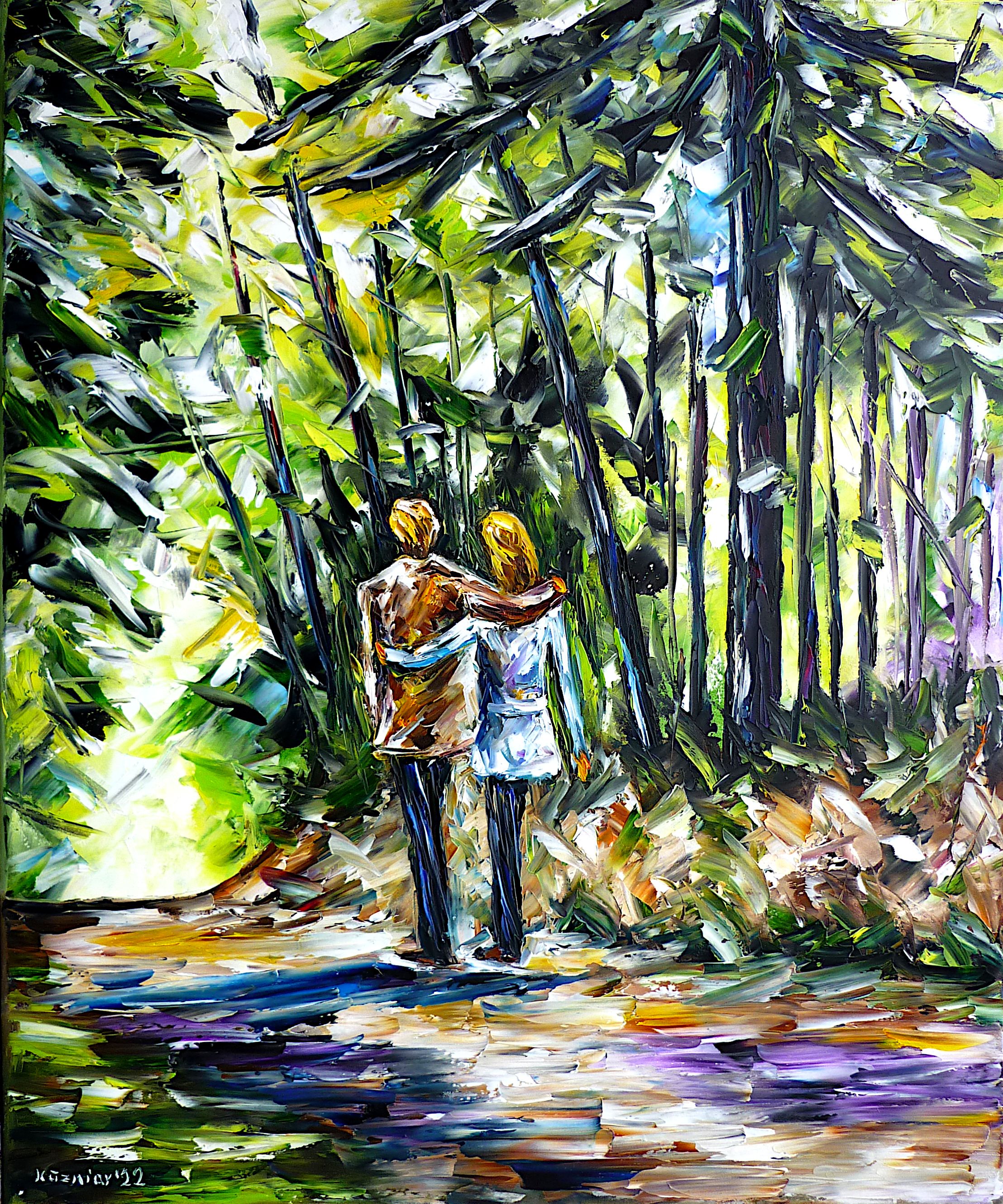 people in love,couple in love,loving couple taking a walk,love scene,romantic scene,love and romance,romantic picture,romantic painting,walking in the forest,people in the forest,forest painting,people in the green,landscape painting,people in the countryside,in the nature,i love you,green colors,green painting,man and woman,walk in the forest,embracing,loving couple hugging,forest path,forest walk,summer colors,summer picture,summer painting,forest in summer,summer walk,people in summer,loving couple in summer,summer feelings,summer love,genre painting,palette knife oil painting,modern art,impressionism,expressionism,abstract painting,lively colors,colorful painting,bright colors,light reflections,impasto painting,figurative painting