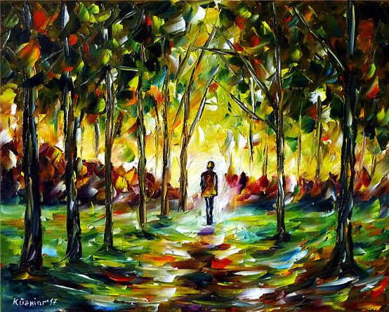 oilpainting, impressionism, autumn, autumnpark, walking, landscapepainting, nature