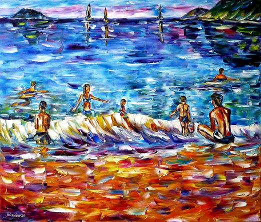 onthebeach,peopleonthebeach,beachscenery,sailingboats,sailboatsonsea,boatsatsea,boatsonthehorizont,beachlife,peoplebythesea,seascape,beachpainting,childrenonthebeach,peoplebathing,swimminginthesea,wavesofthesea,seawaves,familyonthebeach,familybythesea,swimmingfun,swimminginthesea,childrenplayingonthebeach,wavesonthebeach,motherwithchildonthebeach,redbeach,yellowbeach,redandyellow,beachwalk,seapainting,waterpainting,pinkpainting,pinkpicture,pinkartwork,paletteknifeoilpainting,modernart,impressionism,artdeco,abstractpainting,livelypainting,colorfulpainting,livelycolours,brightcolors,impastopainting