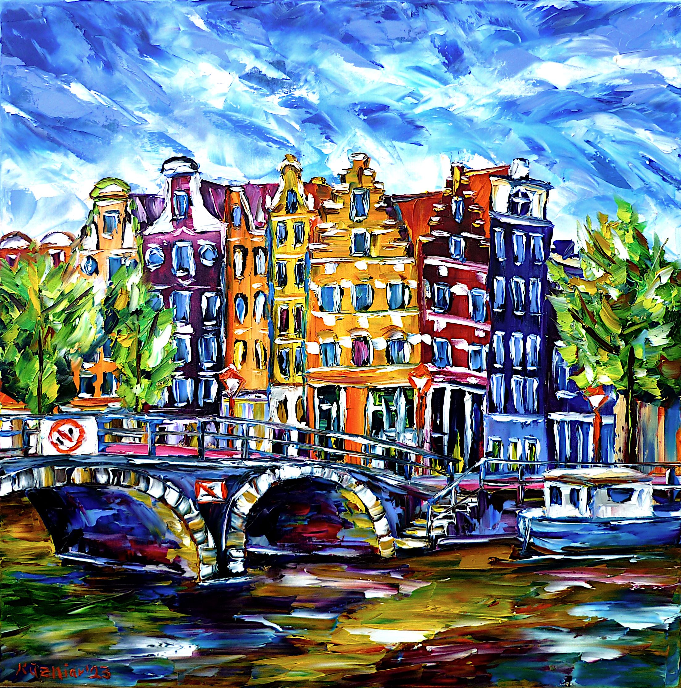 amsterdam picture,amsterdam painting,houses of amsterdam,amsterdam water canal,amsterdam canals,amsterdam river,amsterdam bridge,amsterdam art,water reflections,colorful amsterdam,old amsterdam,sky over amsterdam,beautiful amsterdam,amsterdam cityscape,colorful houses,amsterdam beauty,amsterdam love,amsterdam lovers,i love amsterdam,beautiful city,holland,netherlands,square painting,square format,square picture,palette knife oil painting,modern art,figurative art,figurative painting,contemporary painting,abstract painting,lively colors,colorful painting,bright colors,impasto painting