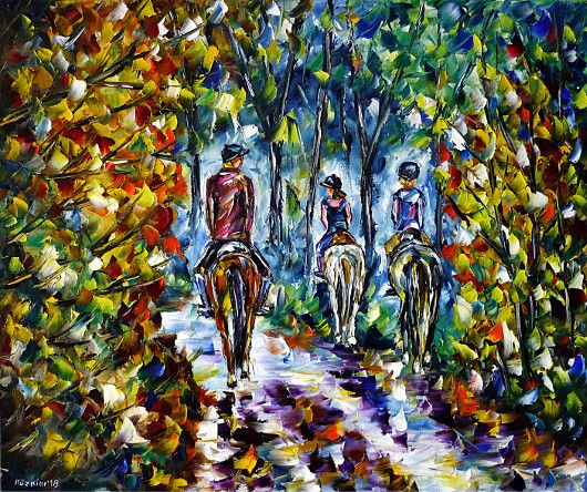 oilpainting,modern,impressionism,horses,riding,girls,children,kids,family,landscape,summer,spring,autumn,horselove,forest,park,ridingtour,ridingtrip,rider