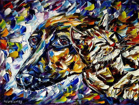 oilpainting,modern,impressionism,abstractpainting,catwithdog,catanddogportrait,youngkitty,playingtogether,animalpainting,animallove,catlove,doglove,
catpainting,dogpainting,dogplayswithcat,animalfriends,catfriends,dogfriends,lively,colorful