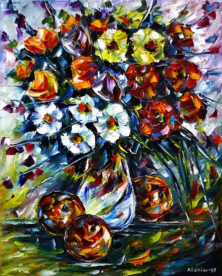 oilpainting, impressionism, stilllife, bouquet, fruits, flowersinvase, flowerspainting, flowerbouquet