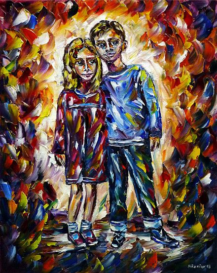 oilpainting, impressionism,siblings,siblingportrait,brotherandsisterportrait,childrenportrait,childrenpainting