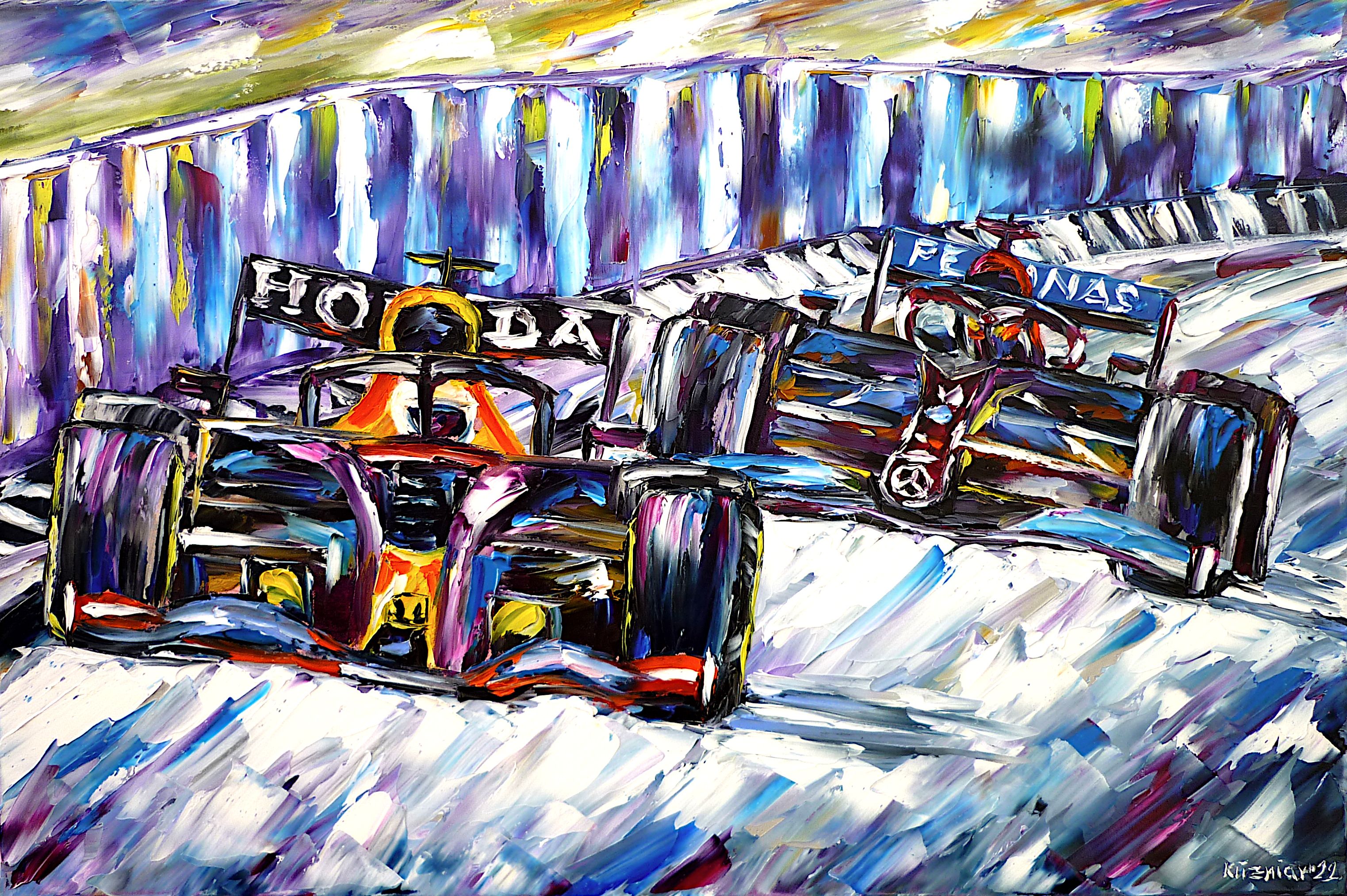 formula 1,formula one,formula 1 race,formula 1 cars,sports cars,car racing,honda,mercedes,formula 1 painting,formula 1 picture,formula 1 scene,formula 1 driver,racing car,grand prix racing,grand prix,grand prix race,formula 1 love,formula 1 lover,chasing,hunting,car chase,formula 1 cornering,sport painting,sport picture,sport lover,sport love,formula one fan,formula one art,palette knife oil painting,modern art,impressionism,expressionism,abstract painting,lively colors,colorful painting,bright colors,light reflections,impasto painting,figurative