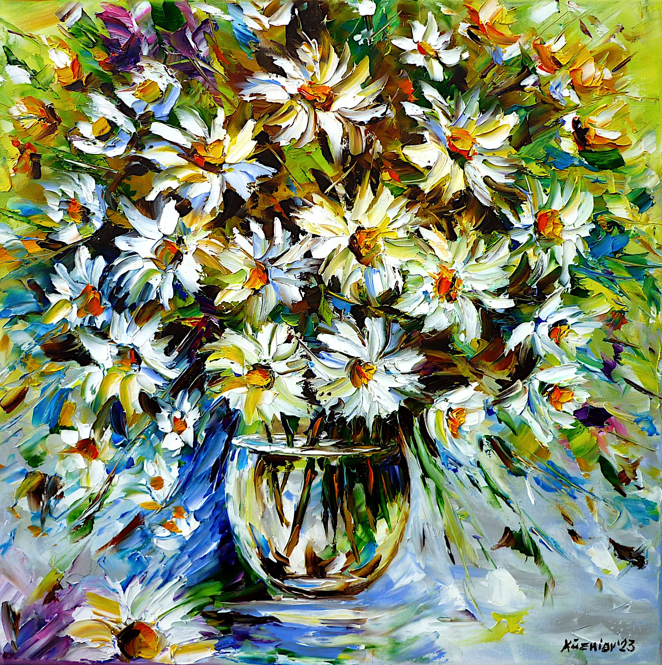 blumen in vase,feldblumen in vase,weiße blumen,blumenstillleben,blumenstrauß,sonntagsblumen,glücksblumen,gartenblumen,lebendiger strauß,lebendige blumen,weiße blüten,frühlingsblumen,sommerblumen,frühlingsstrauß,sommerstrauß,frühlingsfarben,sommerfarben,glücklichkeit,glück,fröhlichkeit,blumen abstrakt,blumenschönheit,blumenliebe,blumenbild,blumengemälde,blumenmalerei,helles bild,helles gemälde,esszimmerbild,blumenliebhaber,ich liebe blumen,quadratisch,quadratisches format,quadratisches bild,Spachtel Ölgemälde,ölbild,ölmalerei,spachtelmalerei,spachteltechnik,moderne Kunst,expressionismus,figurativ,figurative malerei,zeitgenössische malerei,abstrakte Malerei,lebendige Farben,bunte Malerei,helle Farben,impasto Malerei