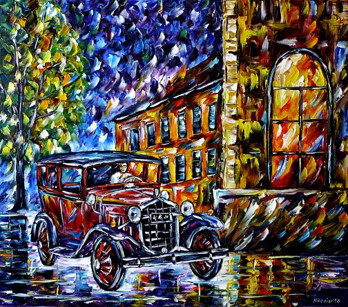 oilpainting,modern,impressionism,abstractpainting,forda,fordmodela,fordsedan,oldtimer,fordacoupe,fordatudor,forddoublephaeton,fordhotrod,cityscape,cityatnight,cityintheevening,cityscene,carlovers,classiccarlovers,lively,colorful