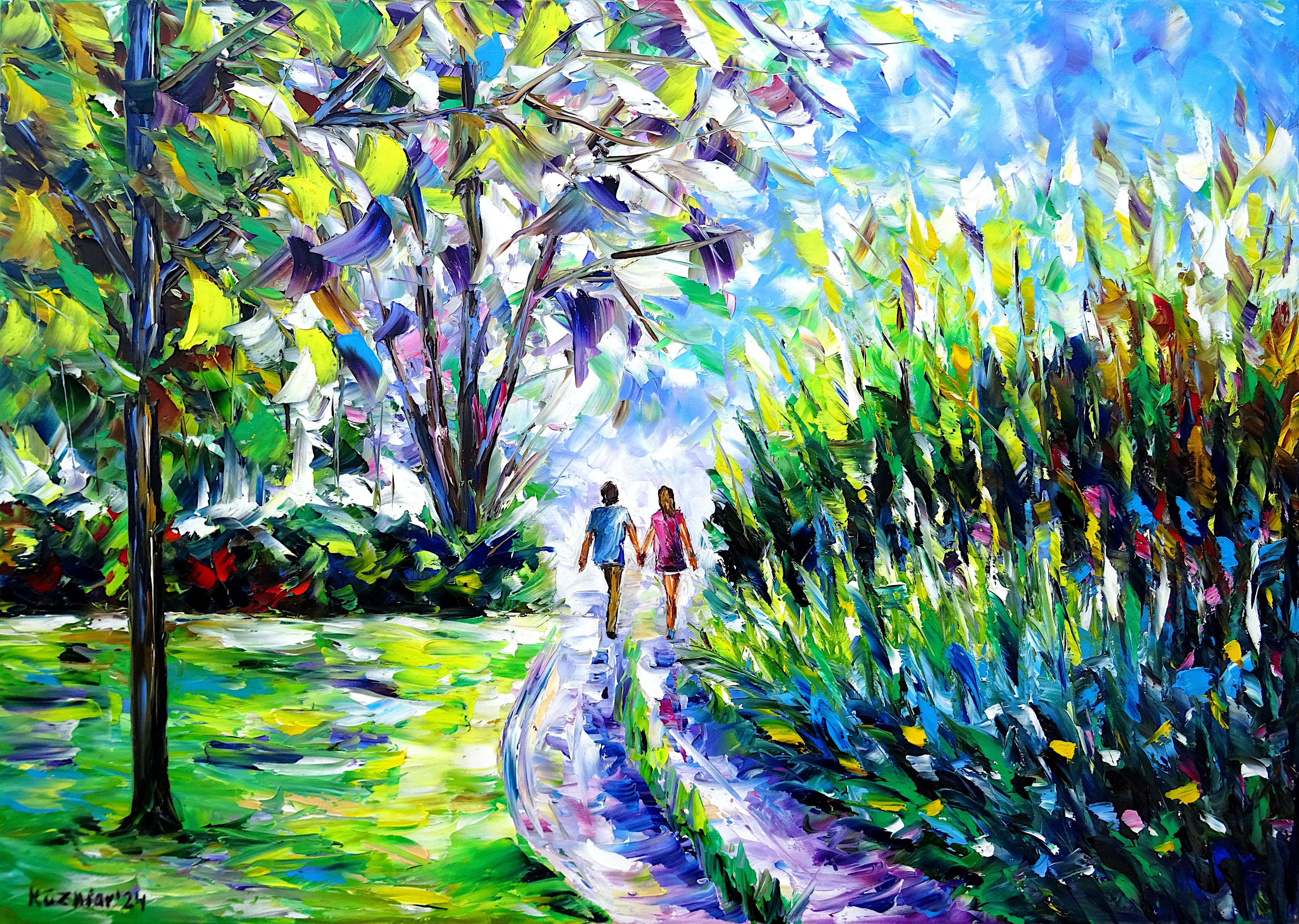 spring landscape,spring park,walking in spring,spring feelings,walk in the park,loving couple in the park,people in love,loving couple hand in hand,holding hands,park romance,romantic scene,lovers holding hands,lovers walking,romantic,love and romance,couple in love,spring colors,spring picture,spring painting,spring green,people in spring,lovers in spring,spring scent,spring beauty,spring,spring trees,park abstract,romantic day,green landscape,peaceful picture,beautiful time,palette knife oil painting,expressive art,expressive painting,expressionism,lively colors,colorful painting,impasto painting,figurative