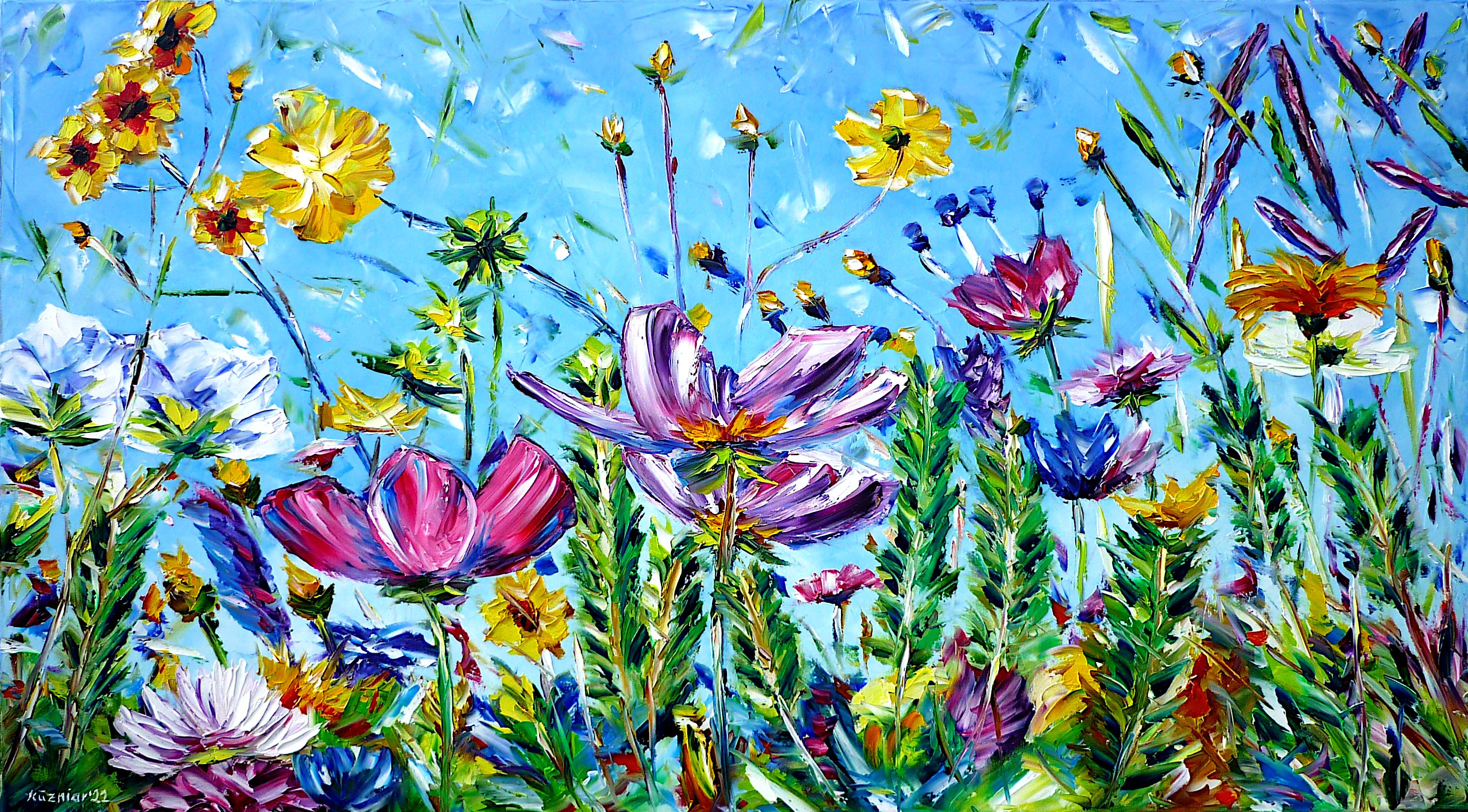 frühlingsblumen,blumenwiese,frühlingstag,blumenmeer,feldblumen,feldwiese,blumen auf der wiese,blumen in der landschaft,blumen abstrakt,blumenzauber,lebendiger frühling,bunter frühling,farbenfroher frühling,frühlingslandschaft,blumenduft,frühlingsduft,frühlingsfrische,blumengemälde,blumenbild,blumenliebe,ich liebe blumen,frühlingszeit,bunte blumen,lebendige blumen,frühlingsfarben,frühlingsbild,frühlingsgemälde,frühlingsgefühle,langformat,längliches bild,horizontales gemälde,horizontales format,frühlingsliebe,genremalerei,Spachtel Ölgemälde,ölmalerei,spachtelmalerei,spachteltechnik,moderne Kunst,Impressionismus,expressionismus,abstrakte Malerei,lebendige Farben,bunte Malerei,helle Farben,Lichtspiegelungen,impasto Malerei,figurativ