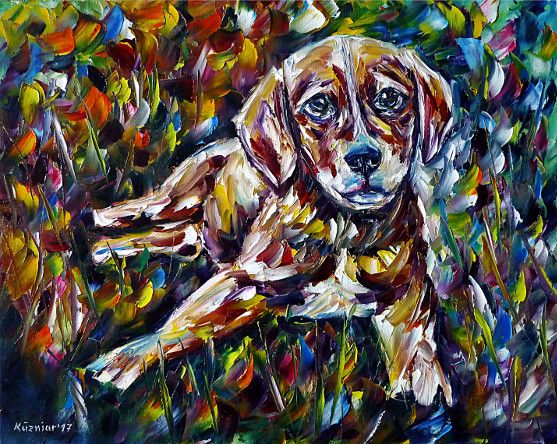 spachteltechnik, ölmalerei, impressionismus, hund,hundeportrait,hundeliebe,welpen,hundemalerei,tiermalerei,tierliebe,tierportait