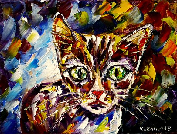 oilpainting,modern,impressionism,abstractpainting,catspainting,catlove,catfriends,youngkitten,kitty,babykitten, bigeyedcat,catportrait,animalpainting,animallove,animalbaby,lively,colorful