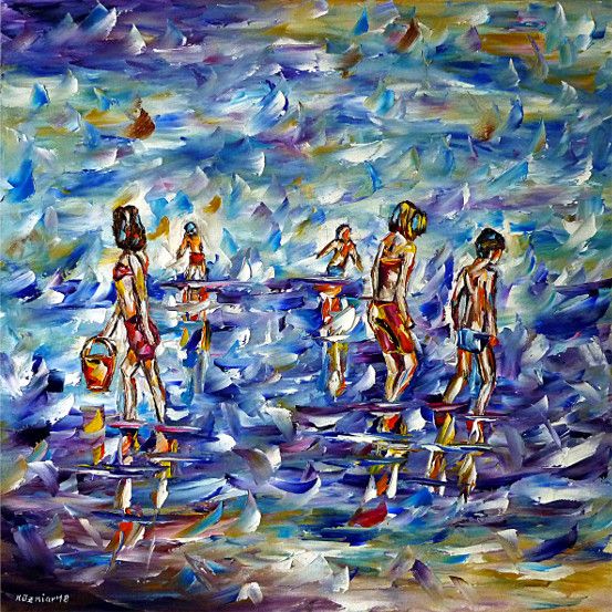 oilpainting,impressionism,bathing,bathingchildren,playing,beach,swimming,collectingshells,childrenonthebeach,waterpainting,seapainting,playingchildren