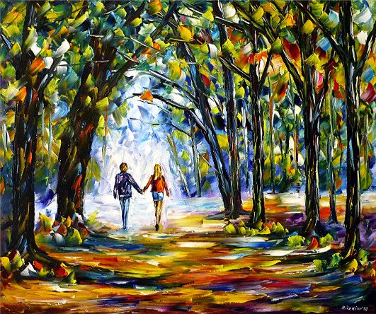 oilpainting,modern,impressionism,love,inlove,handinhand,holdinghands,spring,summer,autumn,walking,park,forest,landscape,landscapepainting