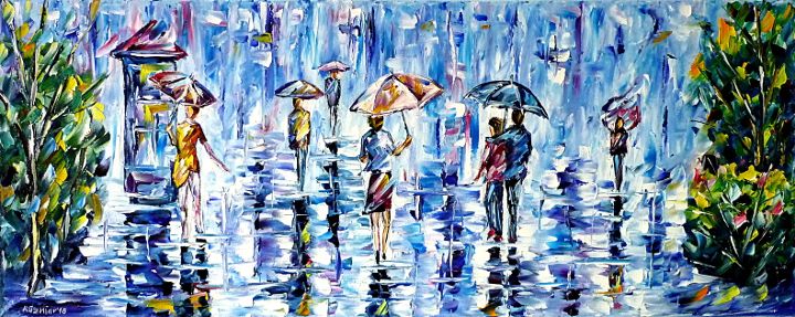 oilpainting,modern,impressionism,abstractpainting,peoplewithumbrella,womanwithumbrella,girlwithumbrella,lovecouplewithumbrella,cityscene,cityscape,cityintherain,raininthecity,cityonarainyday,lively,colorful