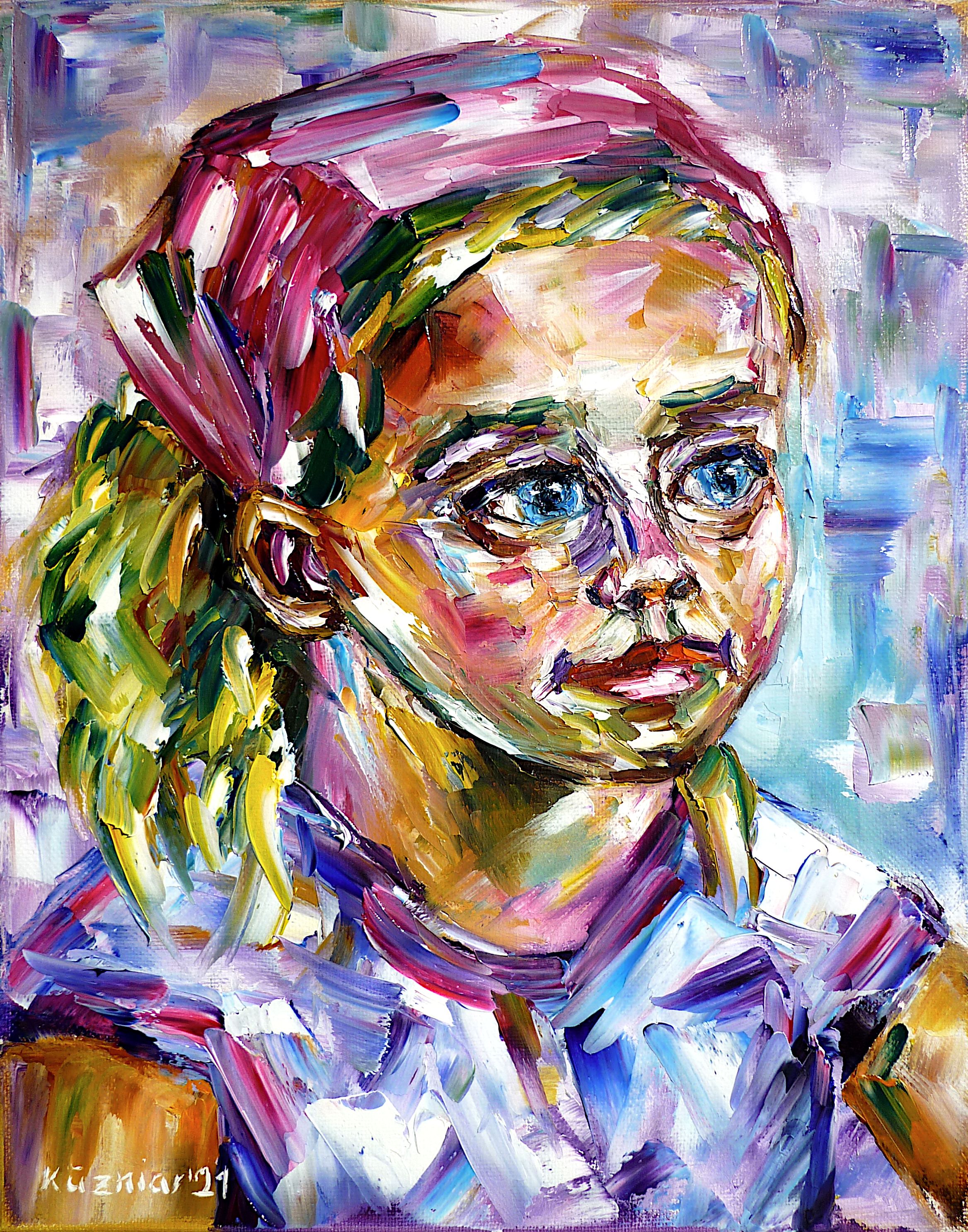 blonde dutch girl,girl portrait,child portrait,children portrait,young blonde girl painting,beautiful girl,beautiful child,child love,tied hair,child eyes,girl with big eyes,smiling eyes,smiling mouth,smiling face,toddler,child painting,lovely holland girl,dutch girl,dutch child,young dutch girl painting,lovely child,holland child,palette knife oil painting,modernart,impressionism,figurative,expressionism,abstractpainting,livelycolours,colorfulpainting,brightcolors,lightreflections,impastopainting,livingroomart,livingroompicture,livingroompainting