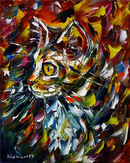 spachteltechnik, ölmalerei, impressionismus, katze,katzenportrait,katzenliebe,katzenmalerei,tierportrait,tiermalerei