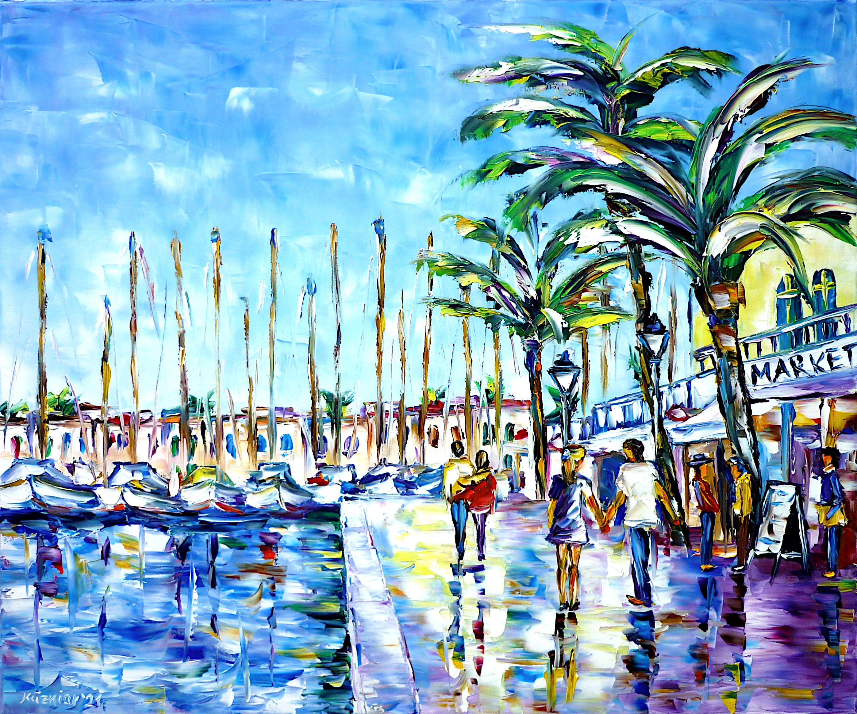 gran canaria,port of mogan,port scene,harbor scenery,harbor painting,summer in spain,holiday in spain,canary islands,summer painting,boats in the port,people at the port,walking at the port,spain lovers,gran canaria painting,i love spain,summer feelings,palm trees,beautiful spain,blue sky,holiday time,puerto de mogan painting,little venice,cheerfulpicture,joy,friendlypicture,friendlypainting,peace,peacefulpicture,peacefulpainting,palette knife oil painting,modernart,impressionism,artdeco,abstractpainting,livelycolours,colorfulpainting,brightcolors,lightreflections,impastopainting,livingroomart,livingroompicture,livingroompainting