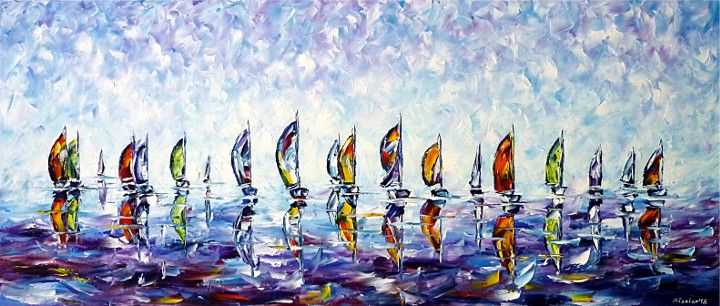 ömalerei,spachteltechnik,modern,Impressionismus,modernemalerei,segelregatta,regattasegeln,boote,segelboote,yacht,Segeln,Rudern,Kanurennsport, Drachenboot,Windsurfen,wassersportart,seelandschaft,meerlandschaft 