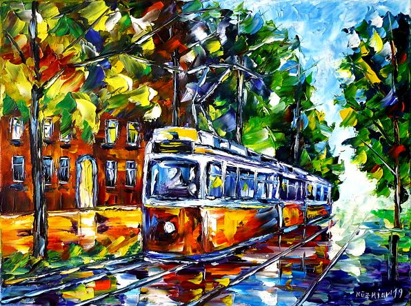 oilpainting,modern,impressionism,artdeco,abstractpainting,tram,streetcar,trolleycar,tramcar,cablecar,trolleypainting,cityscape,cityscene,citylife,cityinspring,springtime,springmood,springtrees,springfeelings,springcolors,3dpainting,3doilpainting,3dpicture,3dimage,3dartwork,lively,colorful