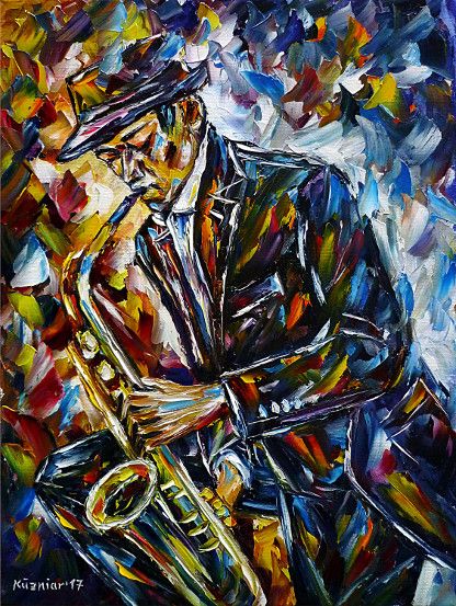 oilpainting, impressionism, saxophonist, saxophone, saxophone, music, jazz