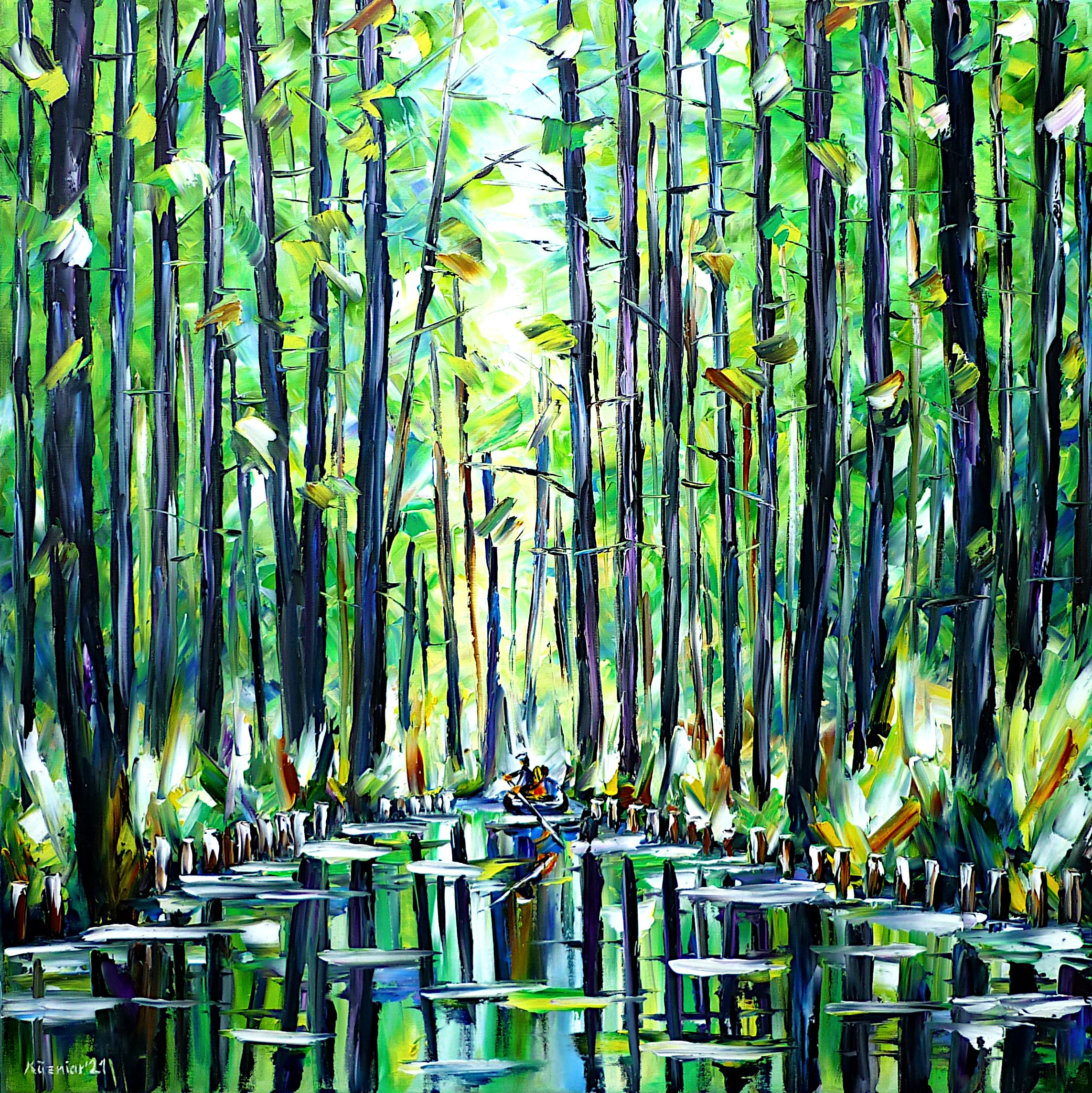 forest river,forest painting,spreewald boat trip,boat tour,german forests,river in the forest,forest trees,spreewald picture,spreewald painting,spreewald landscape,spreewald river landscape,beautiful spreewald,brandenburg,east germany,beautiful germany,german landscape,beautiful nature,peaceful nature,spreewalds rivers,water reflections,green landscape,green nature,spreewald river channels,spreewald love,pure nature,green colors,green painting,square picture,square painting,square format,palette knife oil painting,modern art,impressionism,abstract painting,lively colours,colorful painting,bright colors,light reflections,impasto painting,figurative
