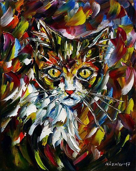 spachteltechnik, ölmalerei, impressionismus, katze,katzenportrait,katzenliebe,katzenmalerei,tierportrait,tiermalerei