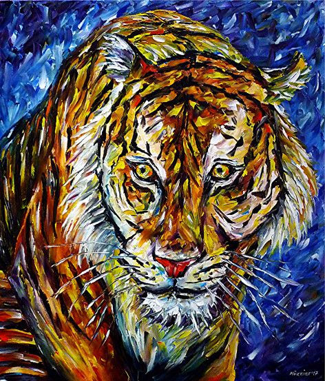 spachteltechnik, ölmalerei, impressionismus,tigerportrait,tierportrait,tiermalerei,tierliebe,tigerliebe,katze,grosskatze,raubkatze