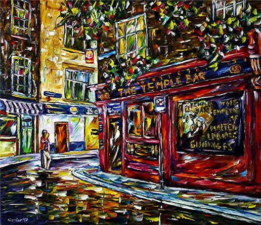 oilpainting, impressionism, ireland, saloon,cafe, greenisland, eire, cityscape