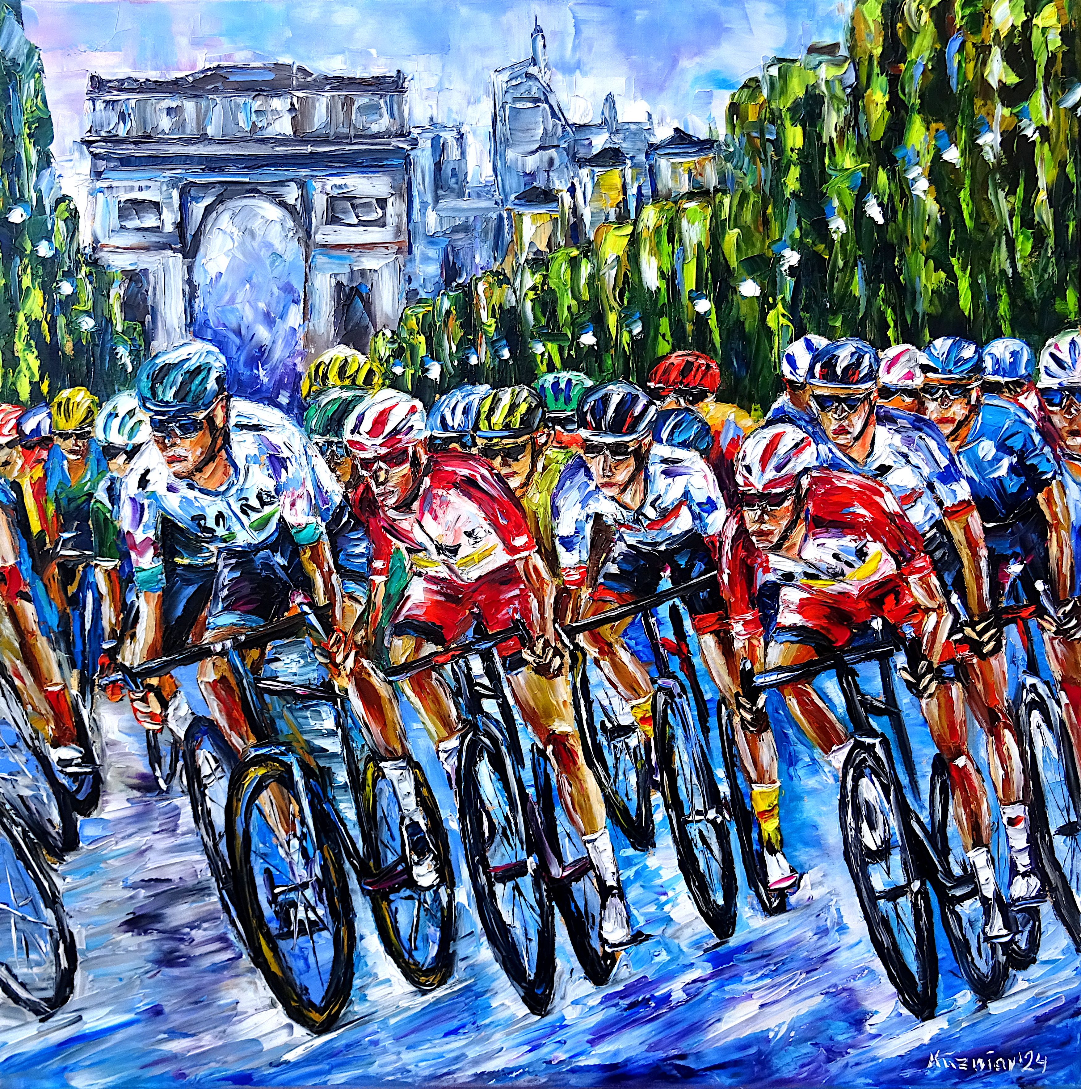 race in paris,Road cycling,last stage,final stage,cycling,cyclists,Champs-Élysées,Arc de Triomphe,finishment,racing cyclists,racing cycling,stage race,tour de france scene,tour de france painting,tour de france picture,tour de france fan,tour de france love,tour de france lovers,paris picture,paris painting,racing,cycling picture,cycling painting,bicycle,bicycle love,bicycle fans,bicycle sport,sport painting,athlete,sport love,sport lovers,I love sport,square format,square picture,square painting,palette knife oil painting,expressive art,expressive painting,expressionism,lively colors,colorful painting,impasto painting,figurative