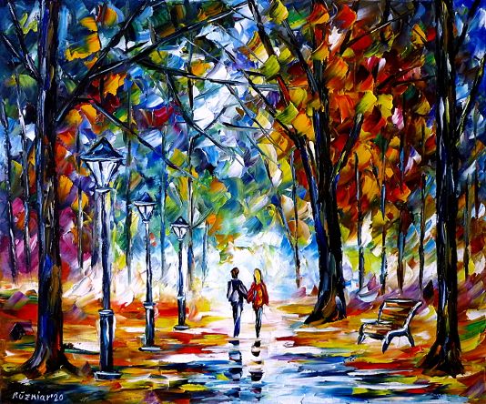 autumnlandscape,autumnpark,parkinautumn,lovecoupleinautumn,loversinautumn,lovershandinhand,lovecouplehandinhand,peoplehandinhand,parkwalk,awalkinthepark,autumnwalk,loversinthepark,autumncolours,autumnmood,peopleinthepark,yellowredviolet,younglove,autumnlove,peopleinlove,autumnpainting,colorfulautumn,autumnforest,parkbench,parklanterns,paletteknifeoilpainting,modernart,impressionism,artdeco,abstractpainting,livelycolours,colorfulpainting,brightcolors,lightreflections,impasto
